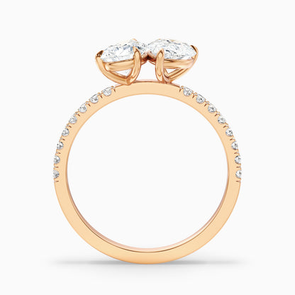 Crina Toi Et Moi Pave Ring With Both Pear Two Stone Moissanite Diamond in 18k Yellow Gold (3 Ct. Tw.)