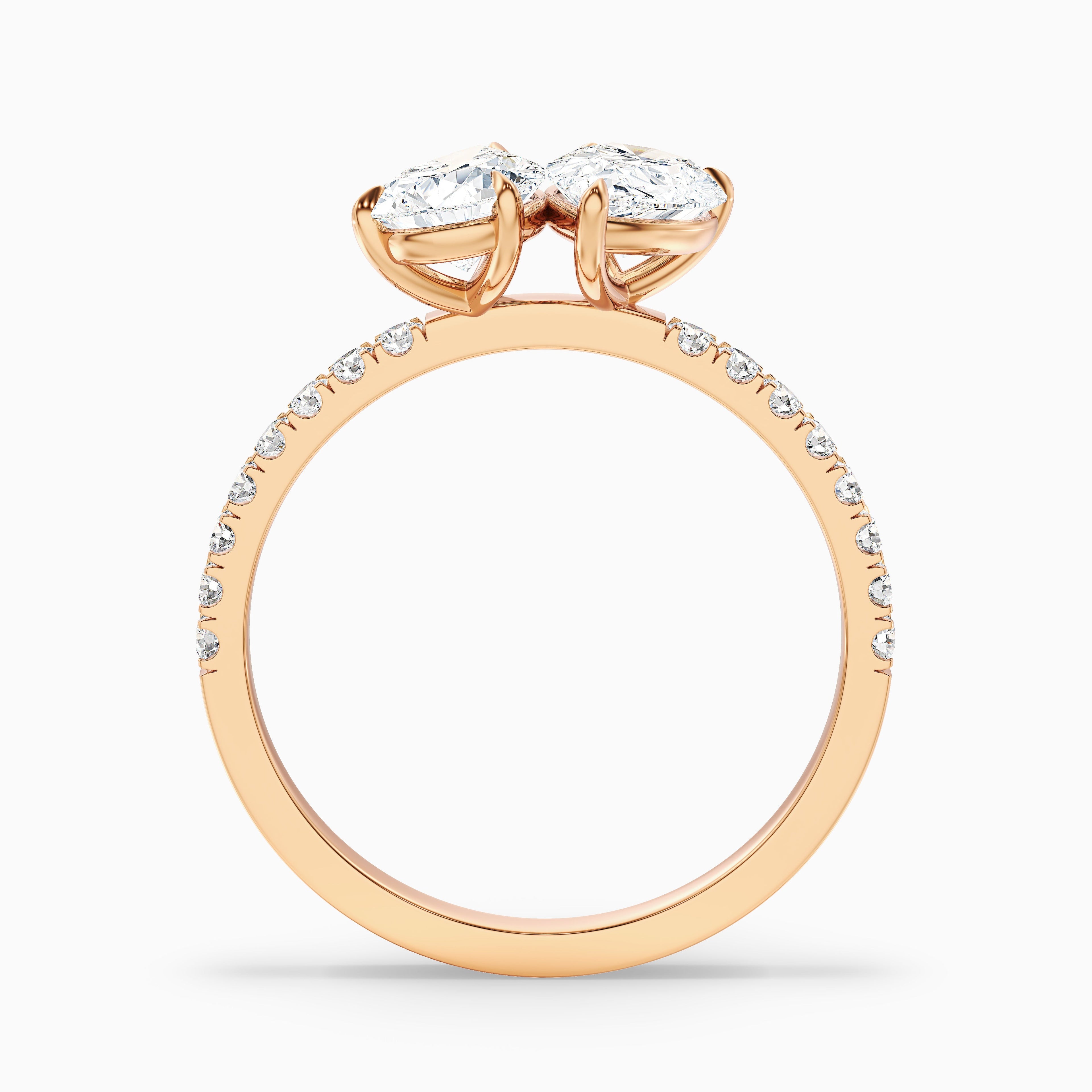 Crina Toi Et Moi Pave Ring With Both Pear Two Stone Moissanite Diamond in 10k White Gold (3.5 Ct. Tw.)
