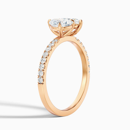 Crina Toi Et Moi Pave Ring With Both Pear Two Stone Moissanite Diamond in 10k Rose Gold (2.5 Ct. Tw.)