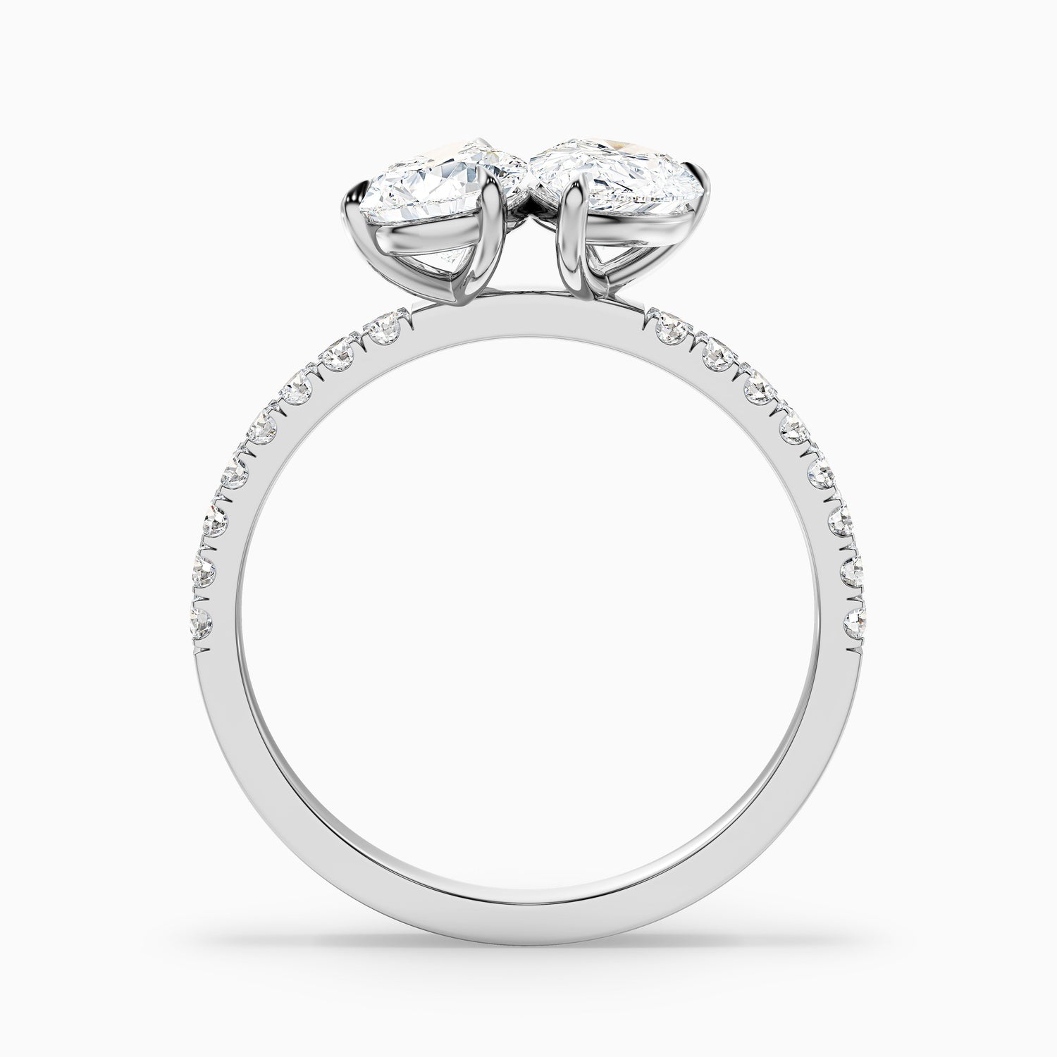 Crina Toi Et Moi Pave Ring With Both Pear Two Stone Moissanite Diamond in 18k Yellow Gold (2.5 Ct. Tw.)