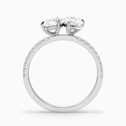 Crina Toi Et Moi Pave Ring With Both Pear Two Stone Moissanite Diamond in 14k Yellow Gold (2.5 Ct. Tw.)