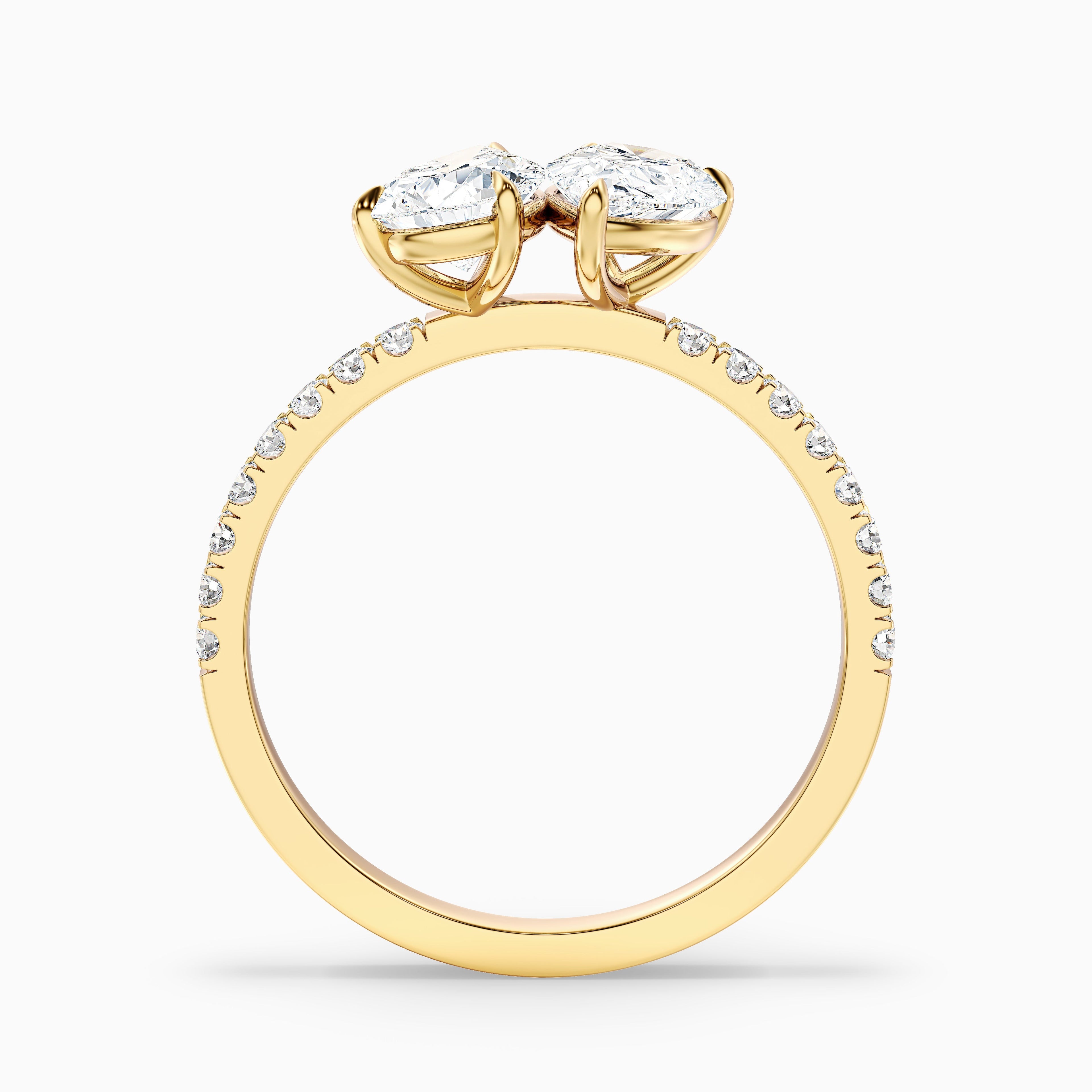 Anahi Toi Et Moi Pave Ring in 925 Sterling Silver With Both Pear Two Stone Lab Grown Diamond (2 Ct. Tw.)