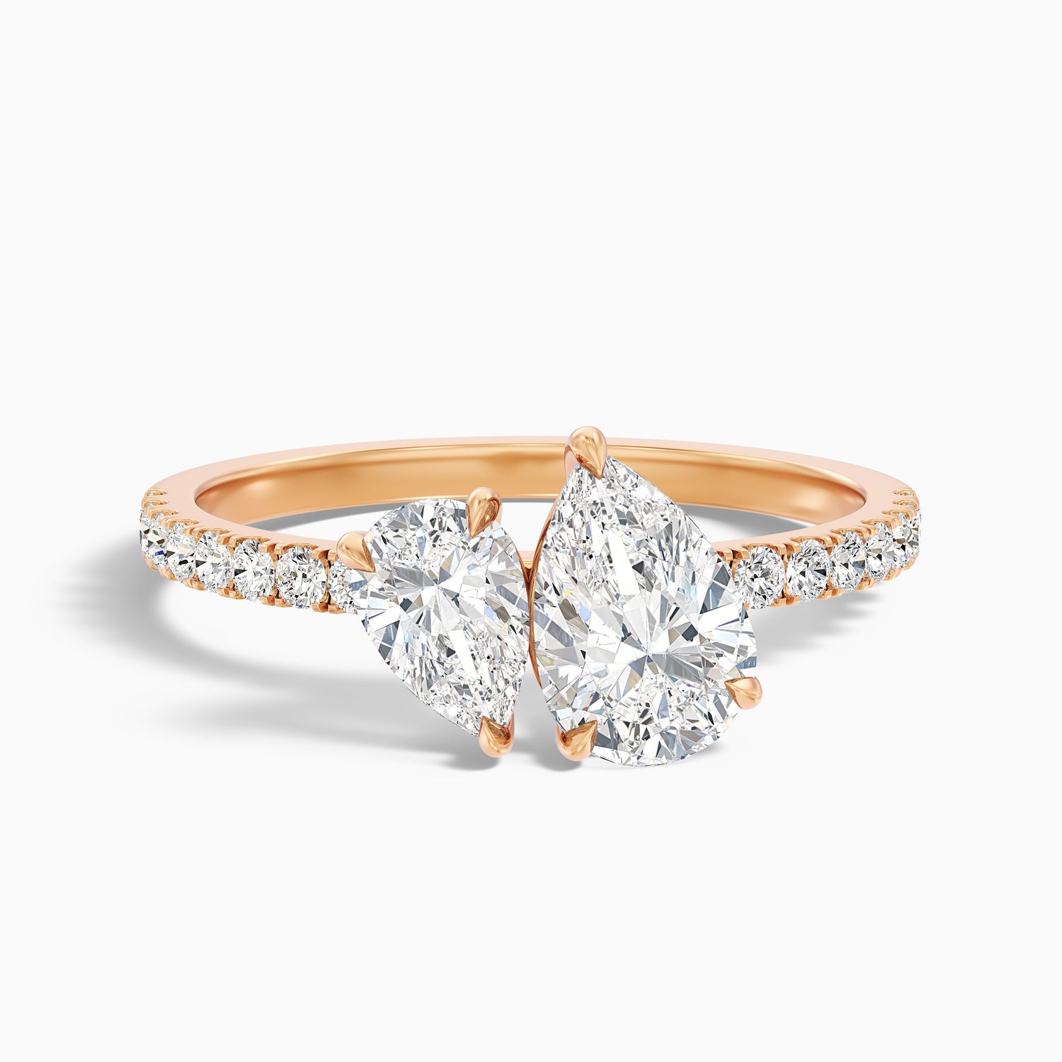 Andie Toi Et Moi Pave Ring in 18k Yellow Gold With Both Pear Two Stone Lab Grown Diamond (2.5 Ct. Tw.)