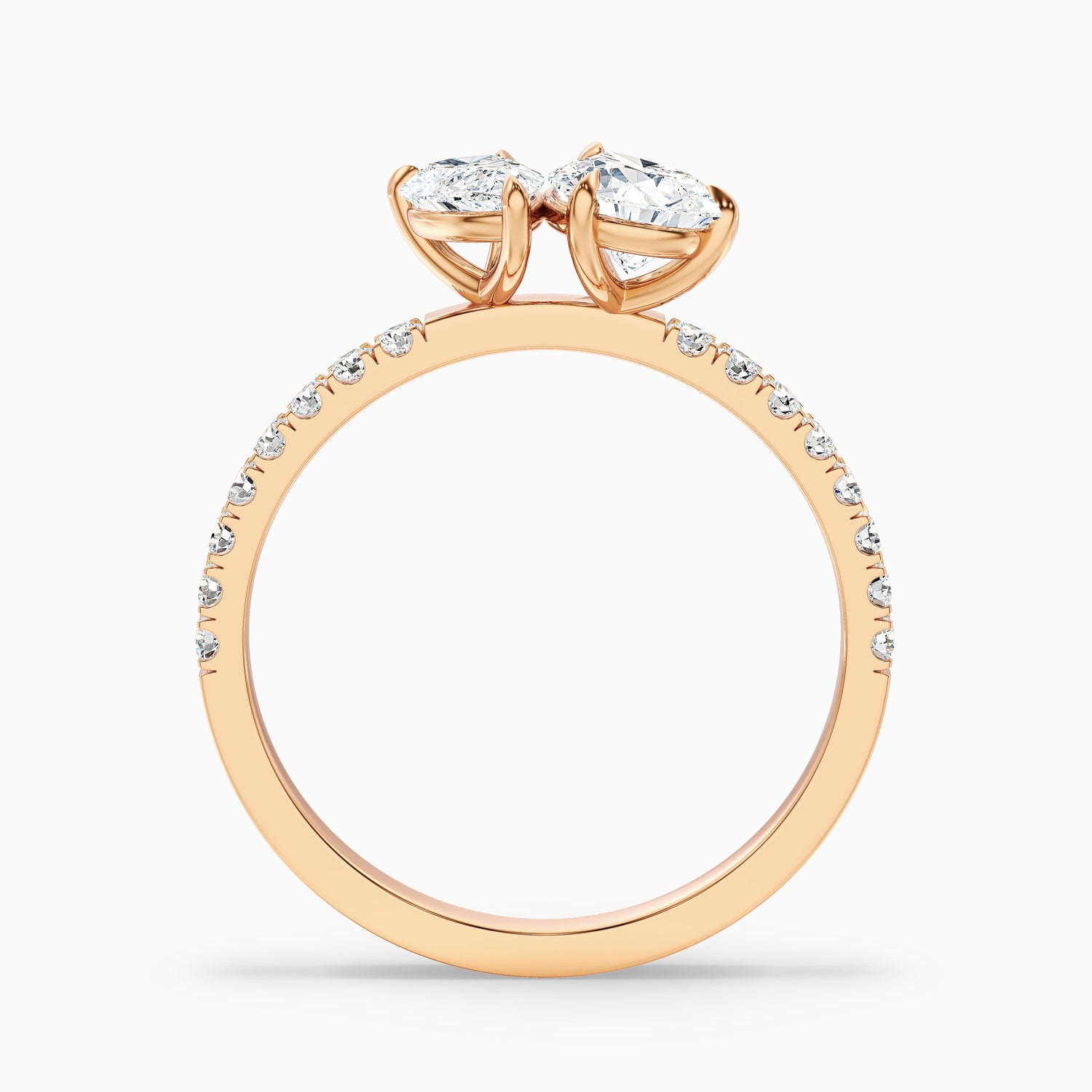 Andie Toi Et Moi Pave Ring in 925 Sterling Silver With Both Pear Two Stone Lab Grown Diamond (1 Ct. Tw.)