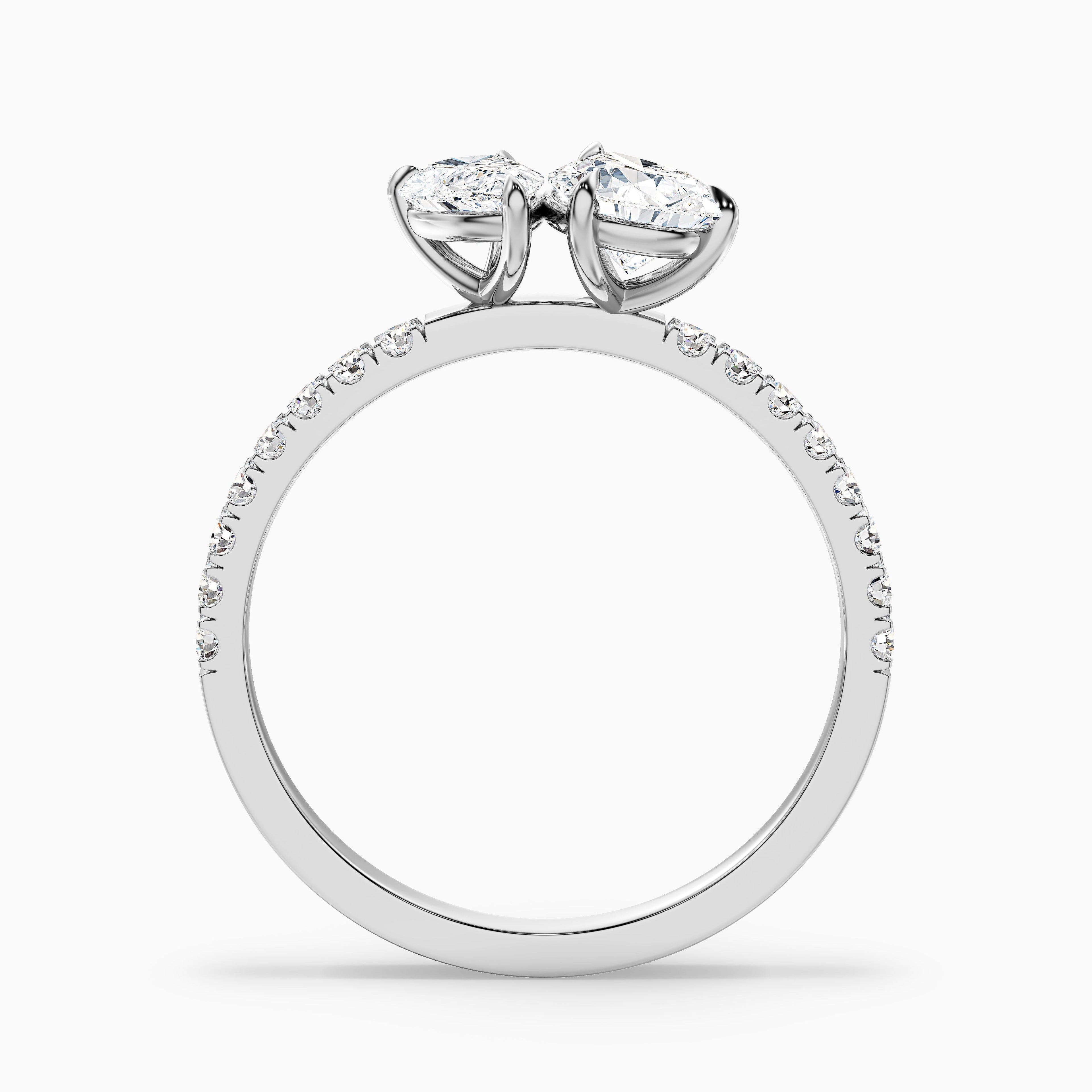 Andie Toi Et Moi Pave Ring in 14k Yellow Gold With Both Pear Two Stone Lab Grown Diamond (2 Ct. Tw.)