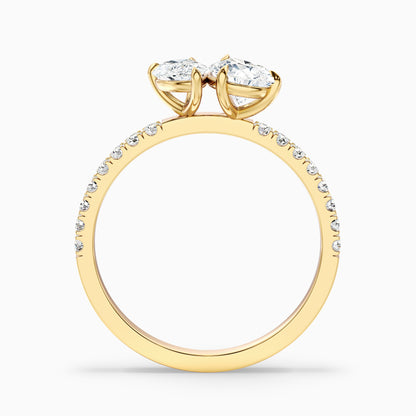 Aiyla Toi Et Moi Pave Ring With Both Pear Two Stone Moissanite Diamond in 14k Yellow Gold (3 Ct. Tw.)