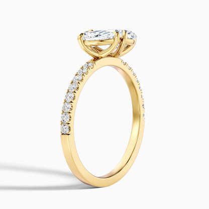 Andie Toi Et Moi Pave Ring in 10k Yellow Gold With Both Pear Two Stone Lab Grown Diamond (4.5 Ct. Tw.)