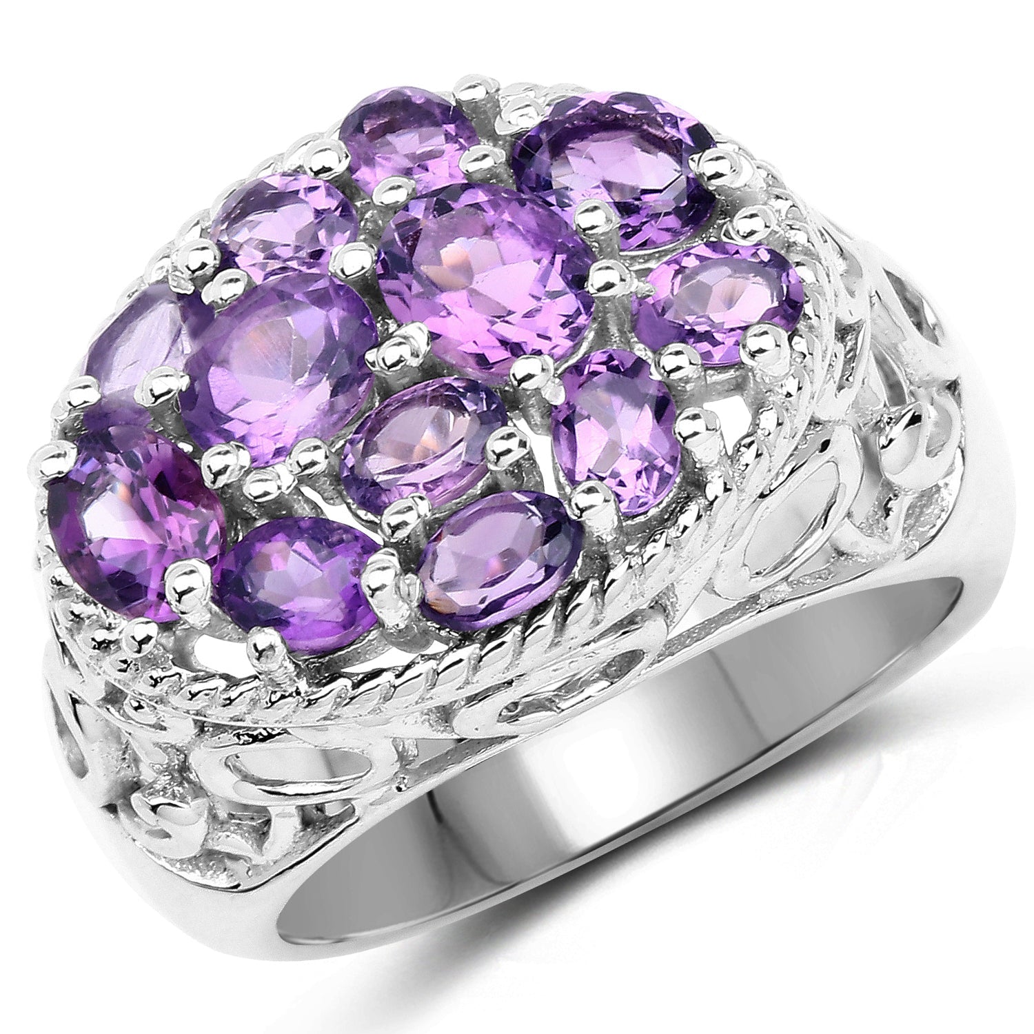 2.64 Carat Genuine Amethyst .925 Sterling Silver Ring by Bids.com