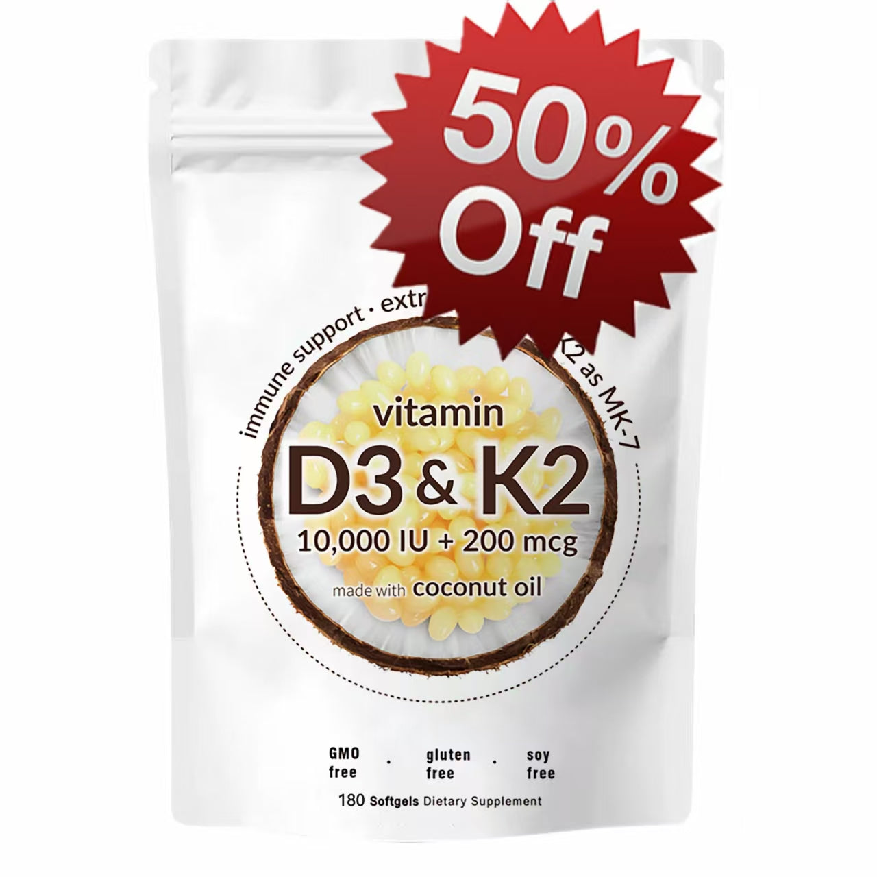 Vitamin D3 K2 Supplement Softgels by 我的商店