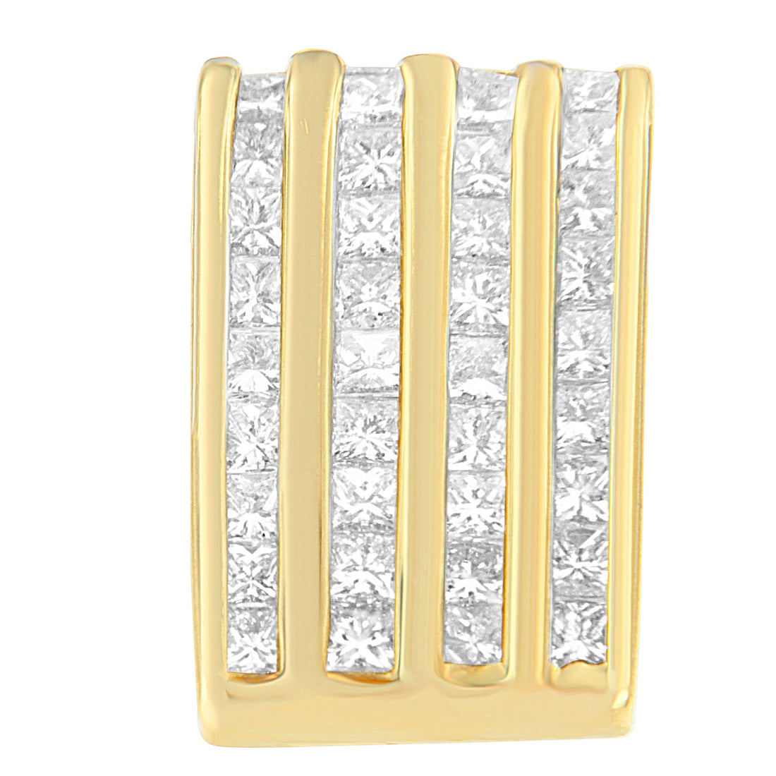 14K Yellow Gold 2 1/3 cttw Princess Cut Diamond Block Pendant Necklace (H-I, SI1-SI2) by Bids.com