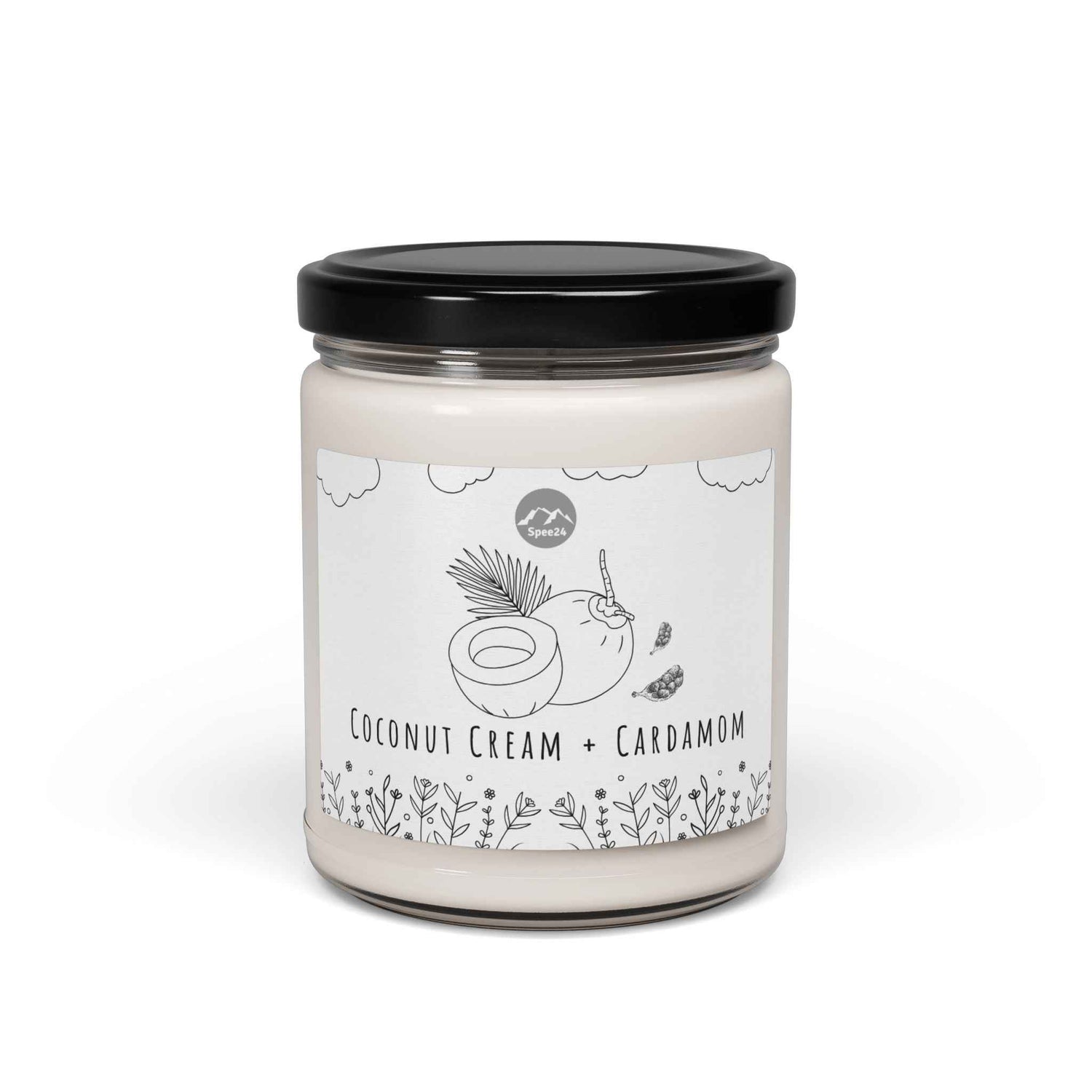 Coconut Cream Cardamom Soy Candle, Relaxing Aromatherapy Gift, Home Fragrance, Eco-Friendly Candle, Self-Care, Cozy Decor -- 9 oz