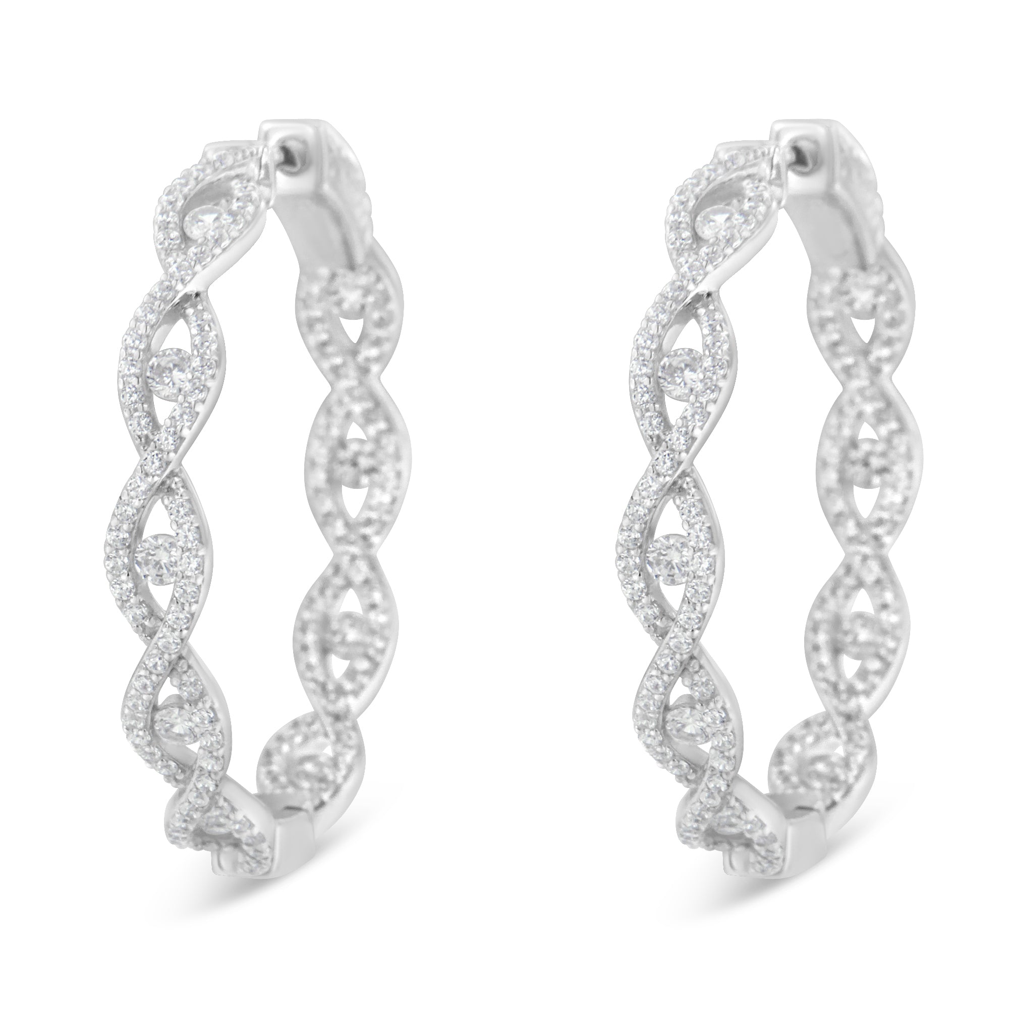 10K White Gold Diamond Hoop Earrings (1 1/2 cttw, H-I Color, I1-I2 Clarity) by Bids.com