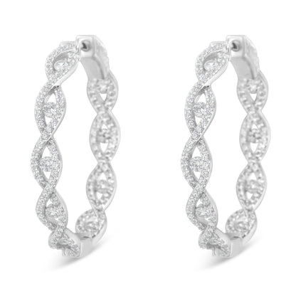 10K White Gold Diamond Hoop Earrings (1 1/2 cttw, H-I Color, I1-I2 Clarity) by Bids.com