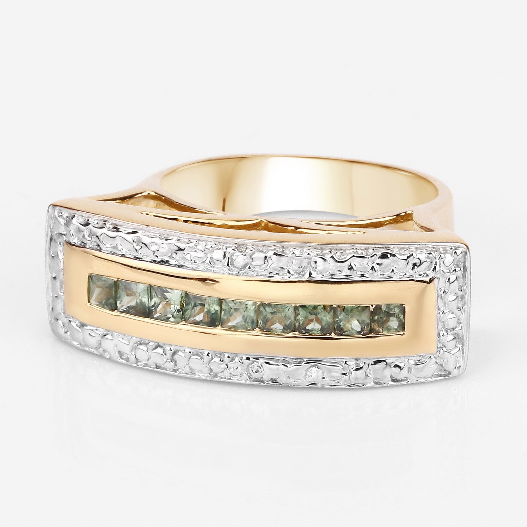 1.08 Carat Genuine Green Sapphire .925 Sterling Silver Ring by Bids.com