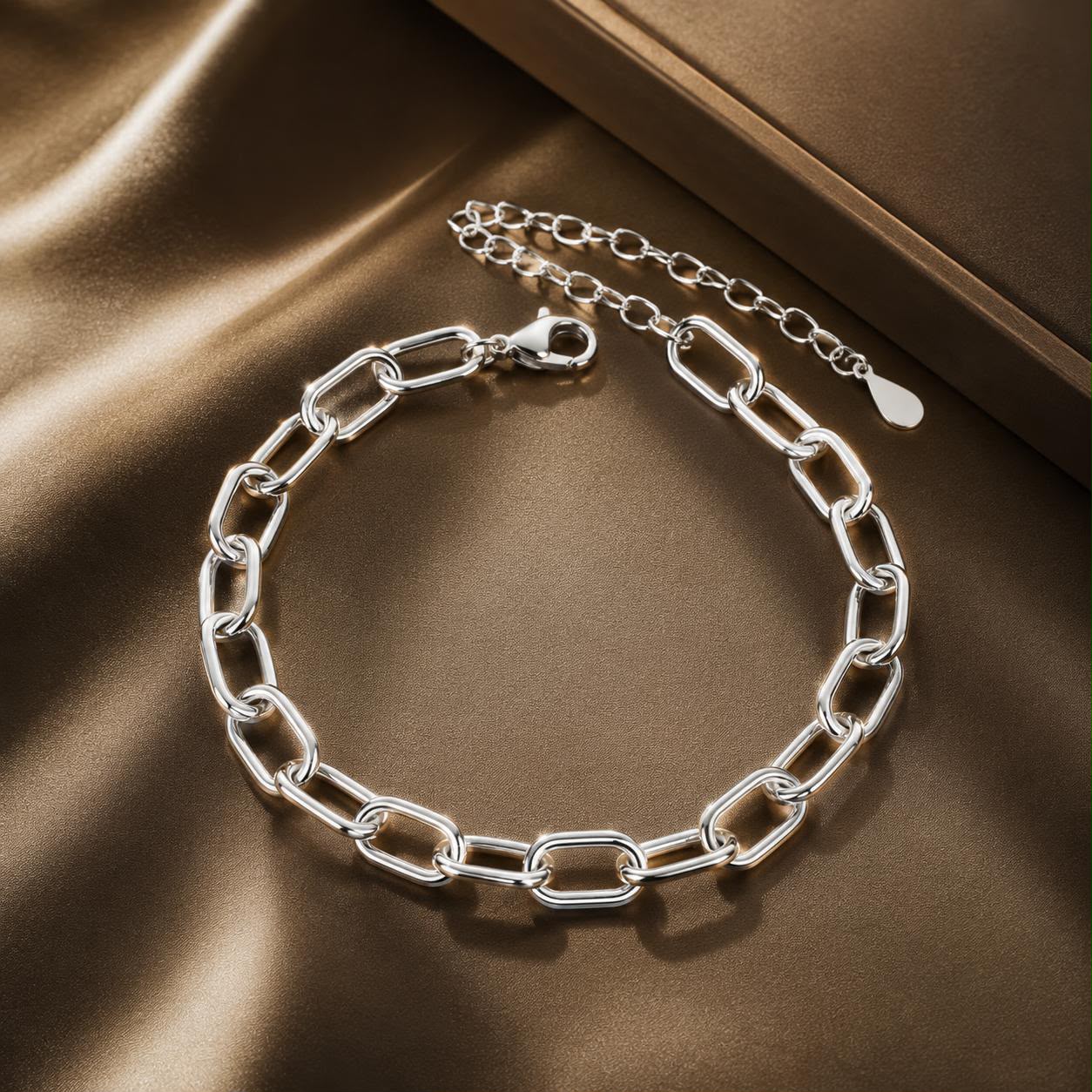 925 Sterling Silver White Gold Plated 15+6cm Adjustable Bracelet for Women  DestGlow