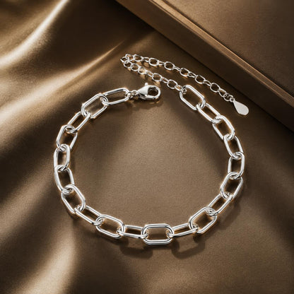 925 Sterling Silver White Gold Plated 15+6cm Adjustable Bracelet for Women  DestGlow
