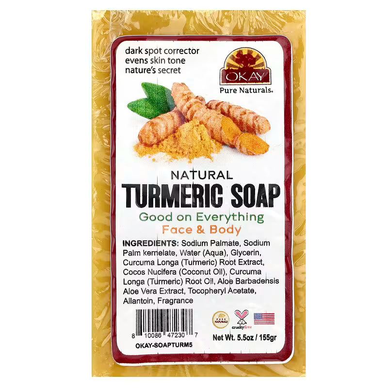 OKAY Natural Turmeric Soap Bar 5.5 oz by Pasteur Pharmacy
