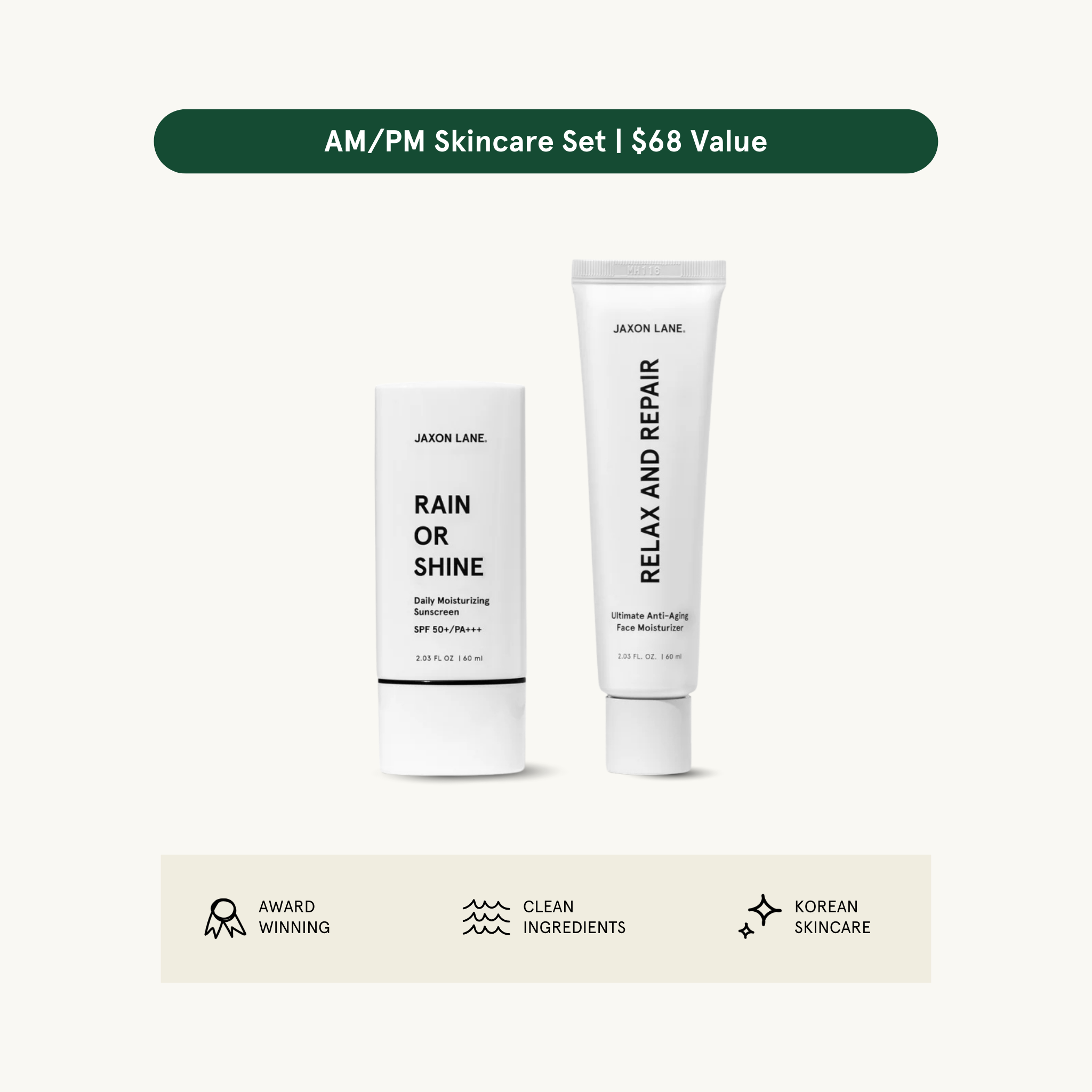 Jaxon Lane AM/PM Skincare Set - Sunscreen &amp; Moisturizer by JAXON LANE