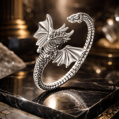 925 Sterling Silver Oxidized Dragon Ring  DestGlow