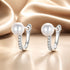 925 Sterling Silver Earrings with Pavé Setting CZ and Shell Pearl, 1.4*0.6cm for Women  DestGlow