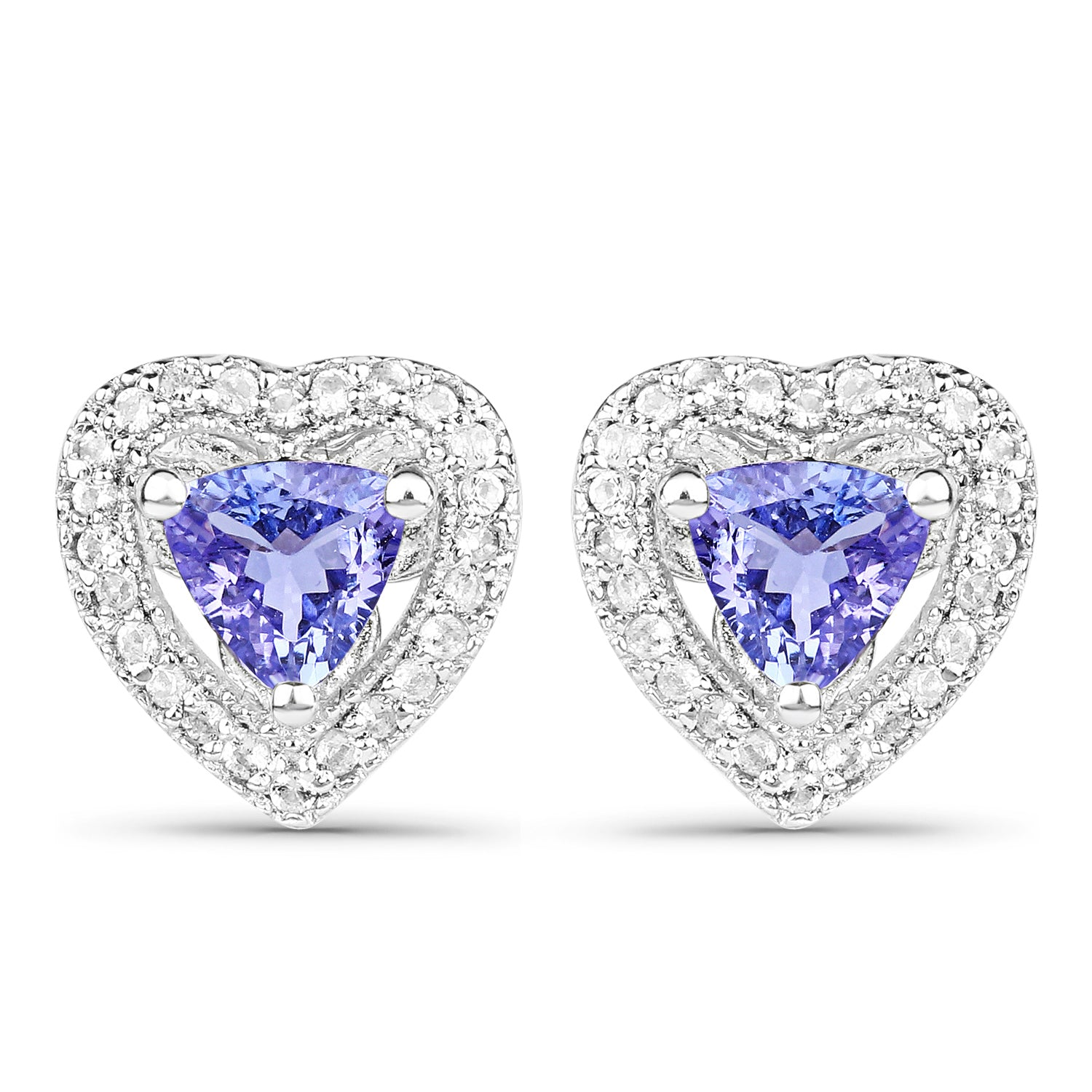 1.18 Carat Genuine Tanzanite &amp; White Topaz .925 Sterling Silver Earrings  DestGlow