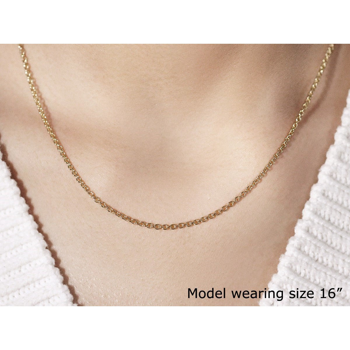 14k Yellow Gold Round Cable Link Chain 1.9mm by Bids.com