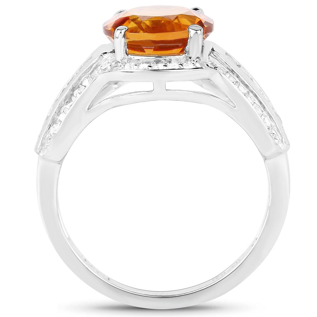 2.81 Carat Genuine Citrine and White Topaz .925 Sterling Silver Ring by Bids.com