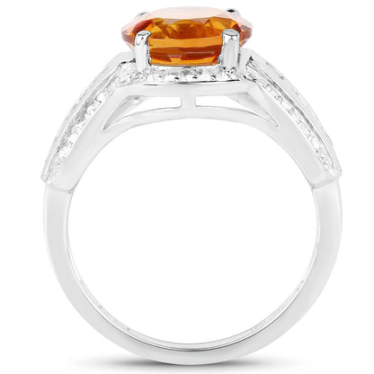 2.81 Carat Genuine Citrine and White Topaz .925 Sterling Silver Ring by Bids.com