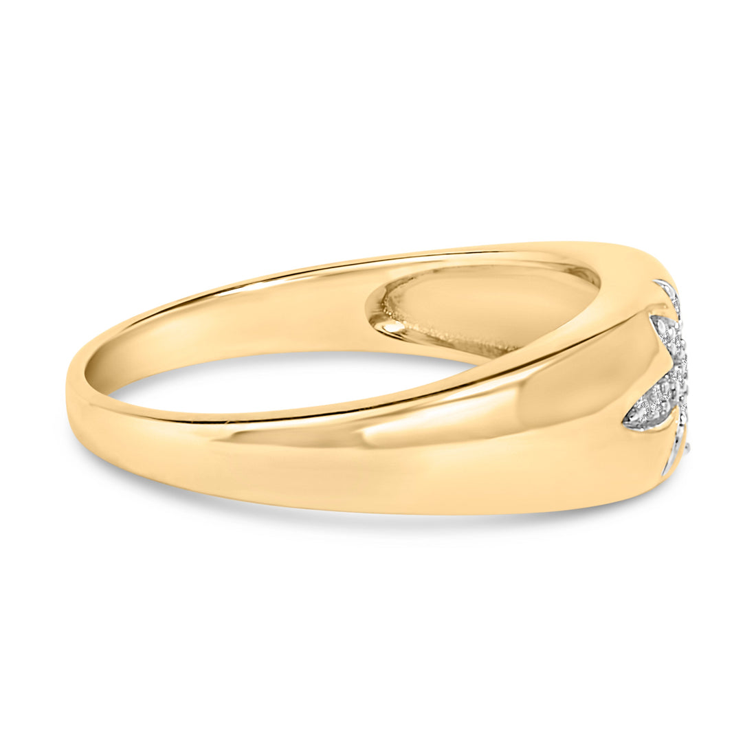 18K Yellow Gold 1/10 Cttw Diamond Star Burst Inlay Ring  DestGlow