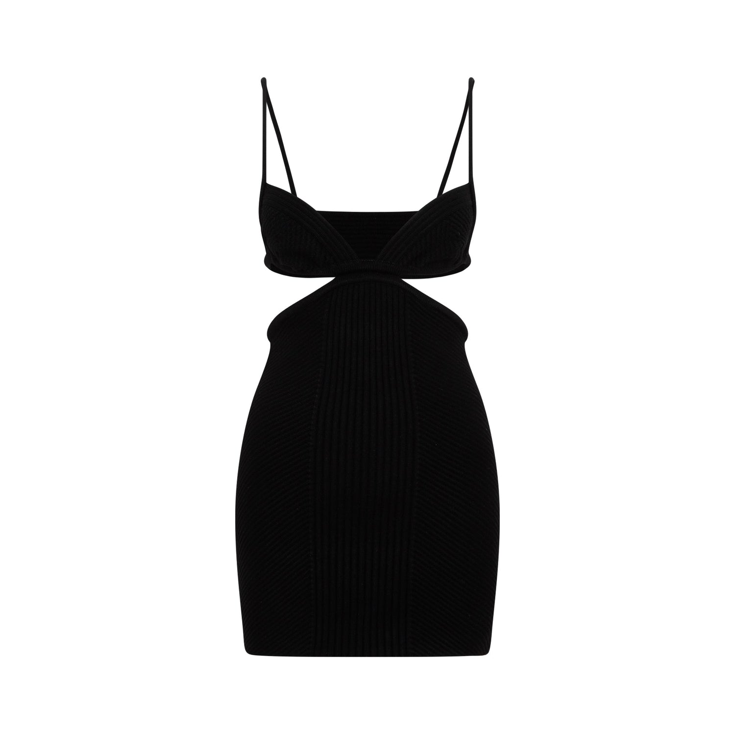 Off White Cut Out Ribbed Mini Dress Women by Luosophy