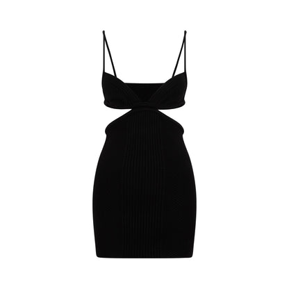 Off White Cut Out Ribbed Mini Dress Women by Luosophy