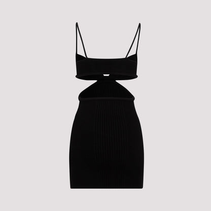 Off White Cut Out Ribbed Mini Dress Women by Luosophy