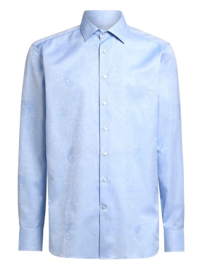 Etro Men Cotton Jacquard Shirt With Gecko Motif by Luosophy