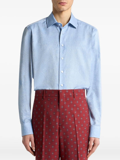 Etro Men Cotton Jacquard Shirt With Gecko Motif by Luosophy