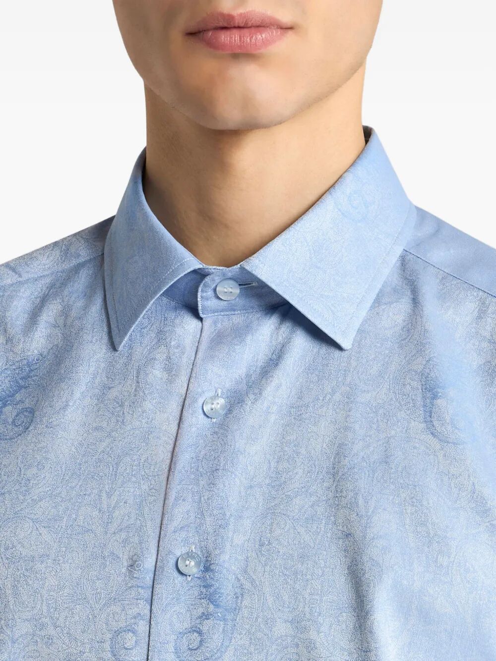 Etro Men Cotton Jacquard Shirt With Gecko Motif by Luosophy