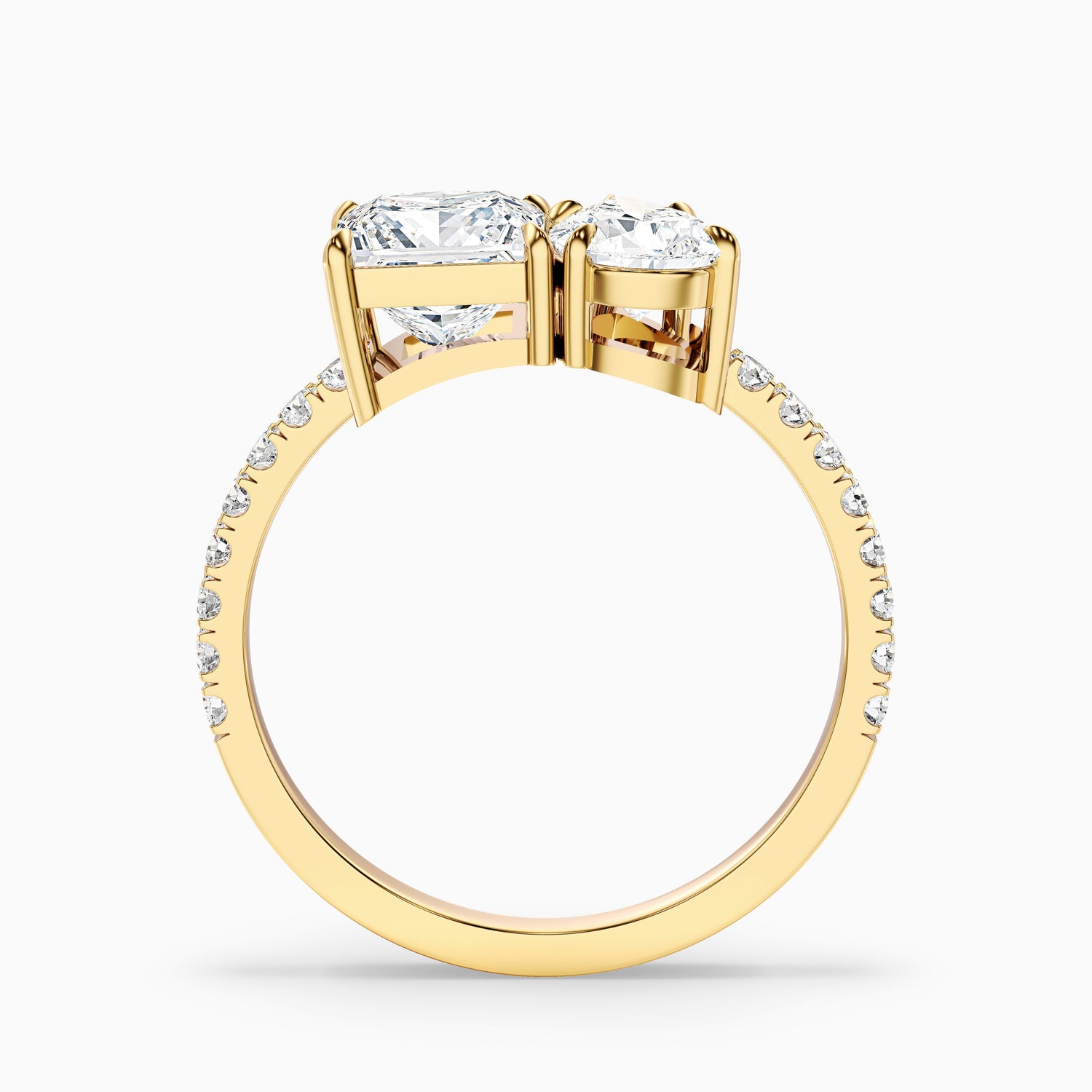Anyla Toi Et Moi Pave Ring With Princess and Pear Two Stone Moissanite Diamond in 10k Rose Gold (3.5 Ct. Tw.)