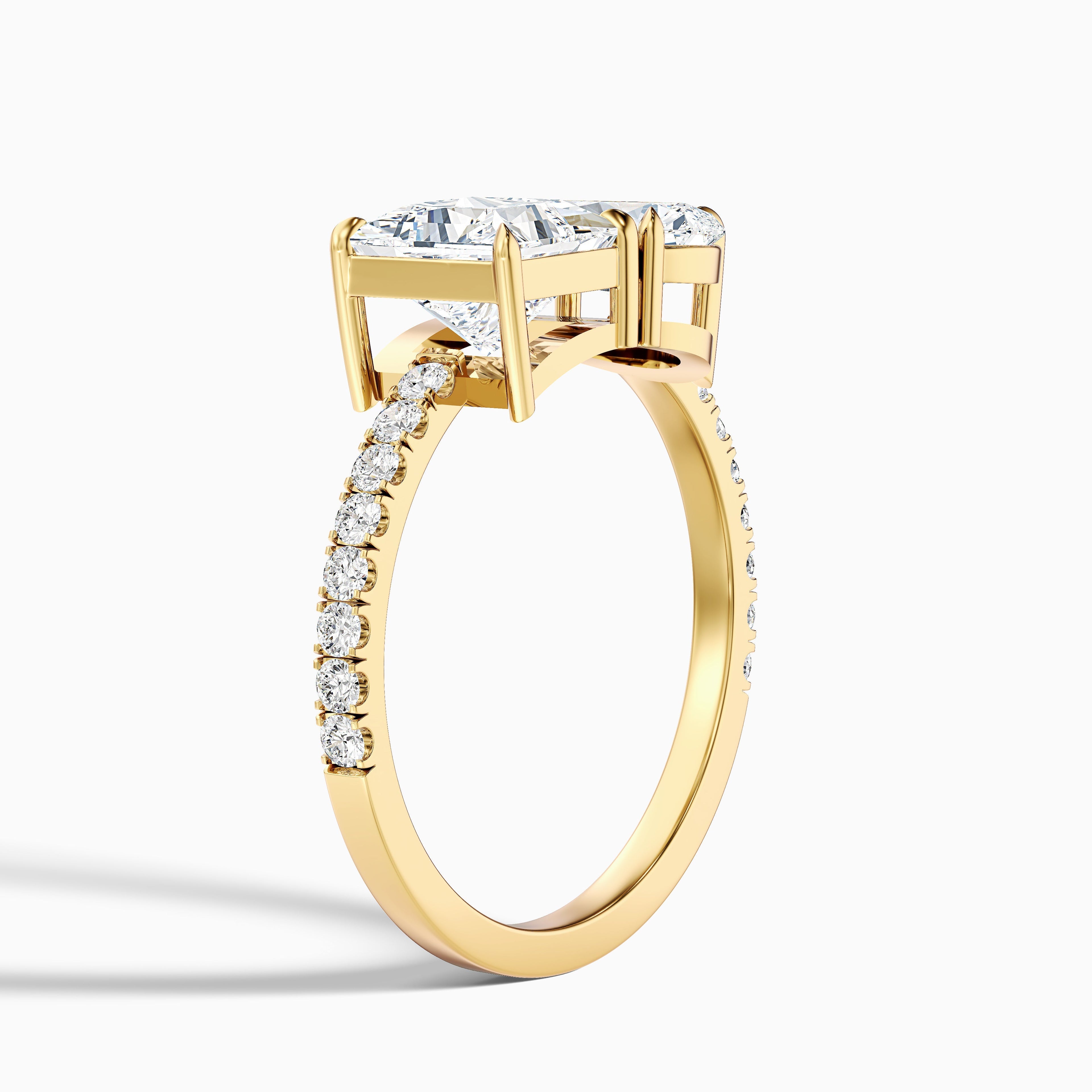 Anyla Toi Et Moi Pave Ring in 10k Yellow Gold With Princess and Pear Two Stone Lab Grown Diamond (5 Ct. Tw.)