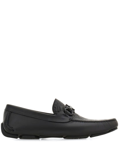 Ferragamo Men Embossed Gancini Monogram Driving Loafers by Luosophy