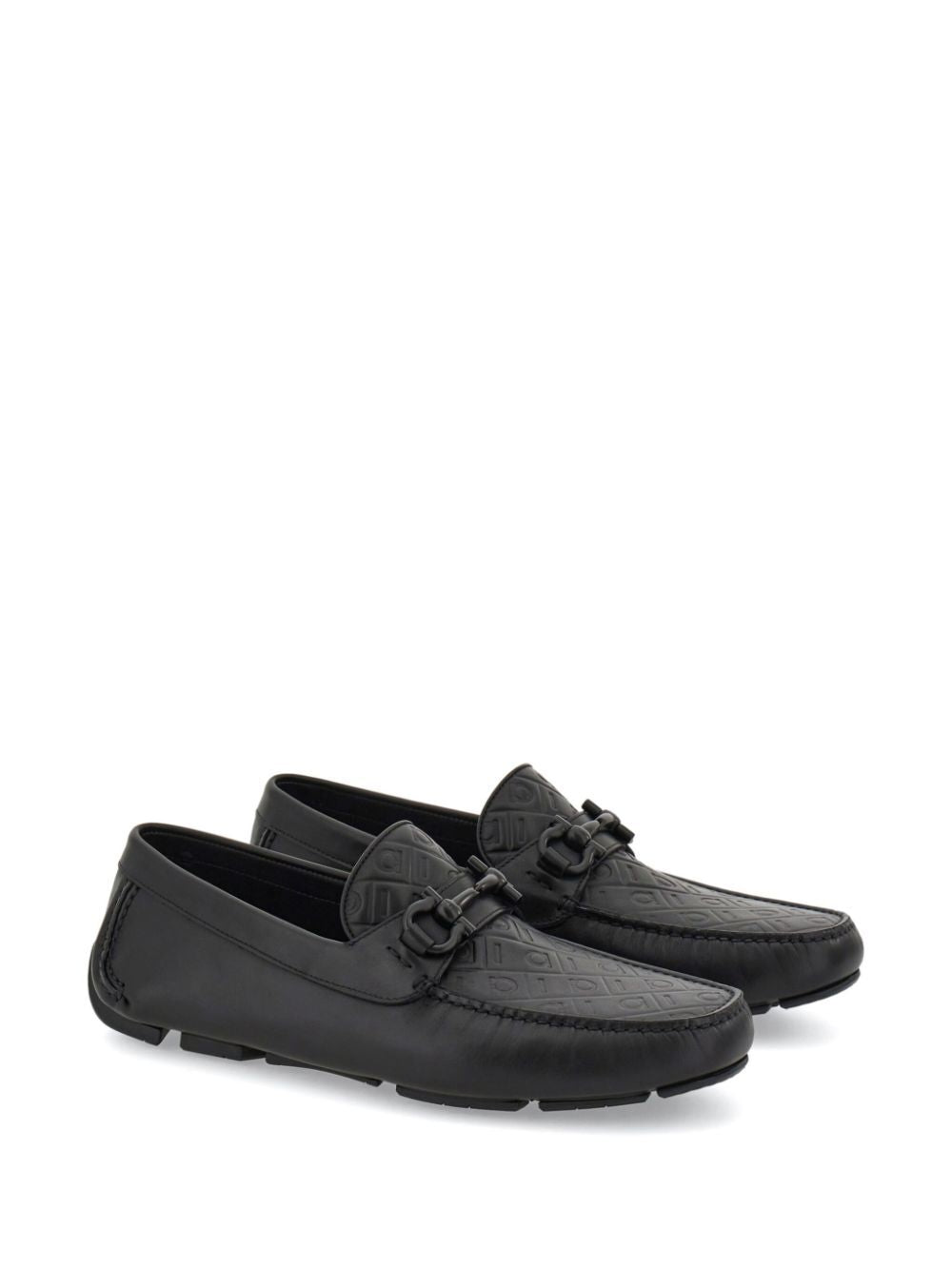 Ferragamo Men Embossed Gancini Monogram Driving Loafers by Luosophy