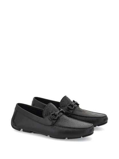 Ferragamo Men Embossed Gancini Monogram Driving Loafers by Luosophy