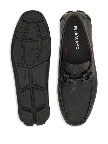 Ferragamo Men Embossed Gancini Monogram Driving Loafers by Luosophy