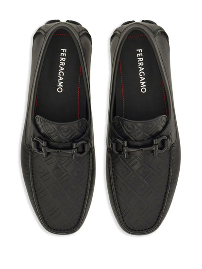 Ferragamo Men Embossed Gancini Monogram Driving Loafers by Luosophy