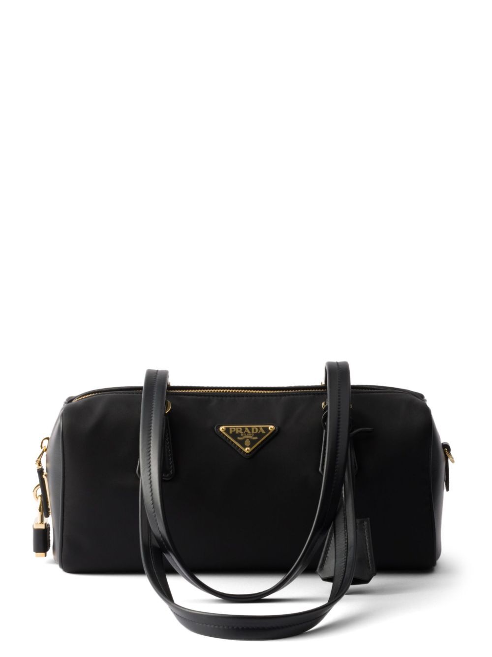 Prada Women Re-Nylon And Leather Medium Top-Handle Bag With Padlock by Luosophy