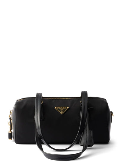 Prada Women Re-Nylon And Leather Medium Top-Handle Bag With Padlock by Luosophy