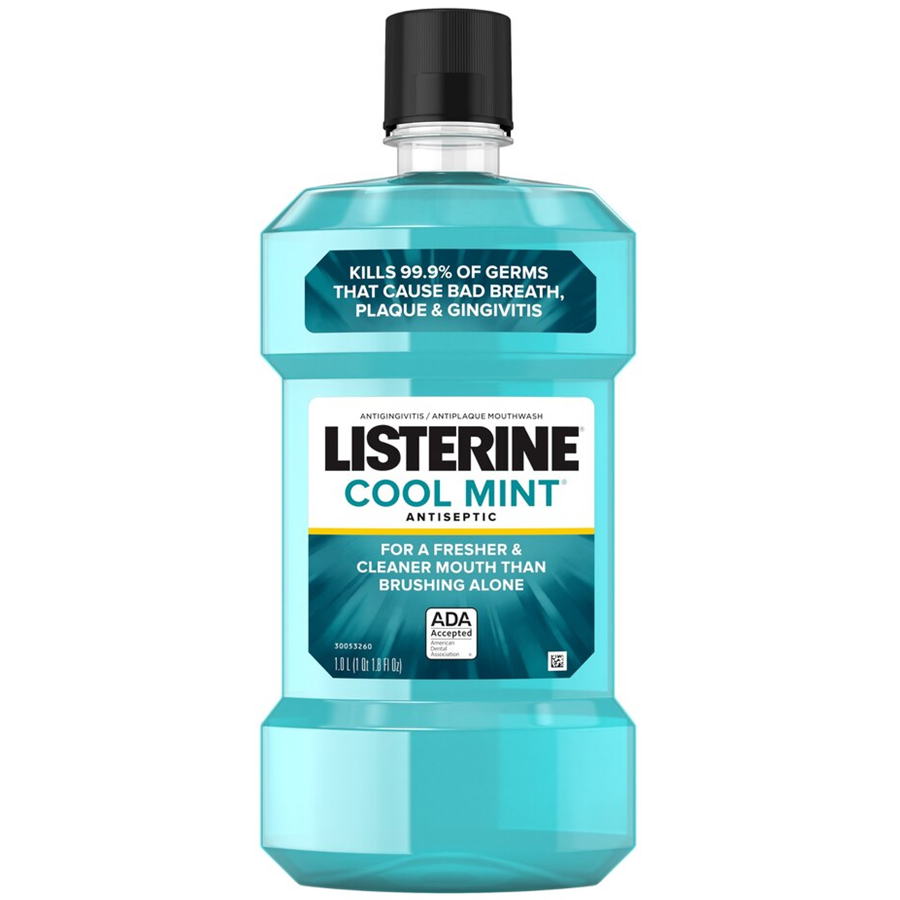 Listerine Mouthwash, Antiseptic, Cool Mint 33.8 Fl Oz by Pasteur Pharmacy