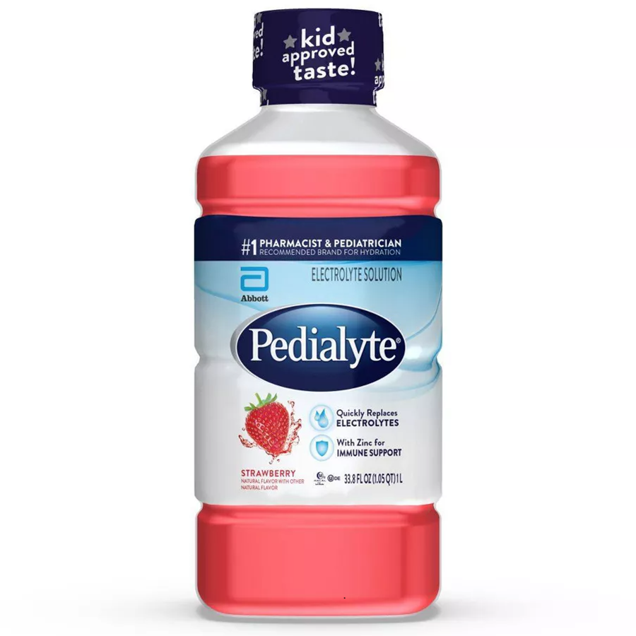 Pedialyte Electrolyte Solution, Strawberry, 33.8 Fl Oz Bottle 