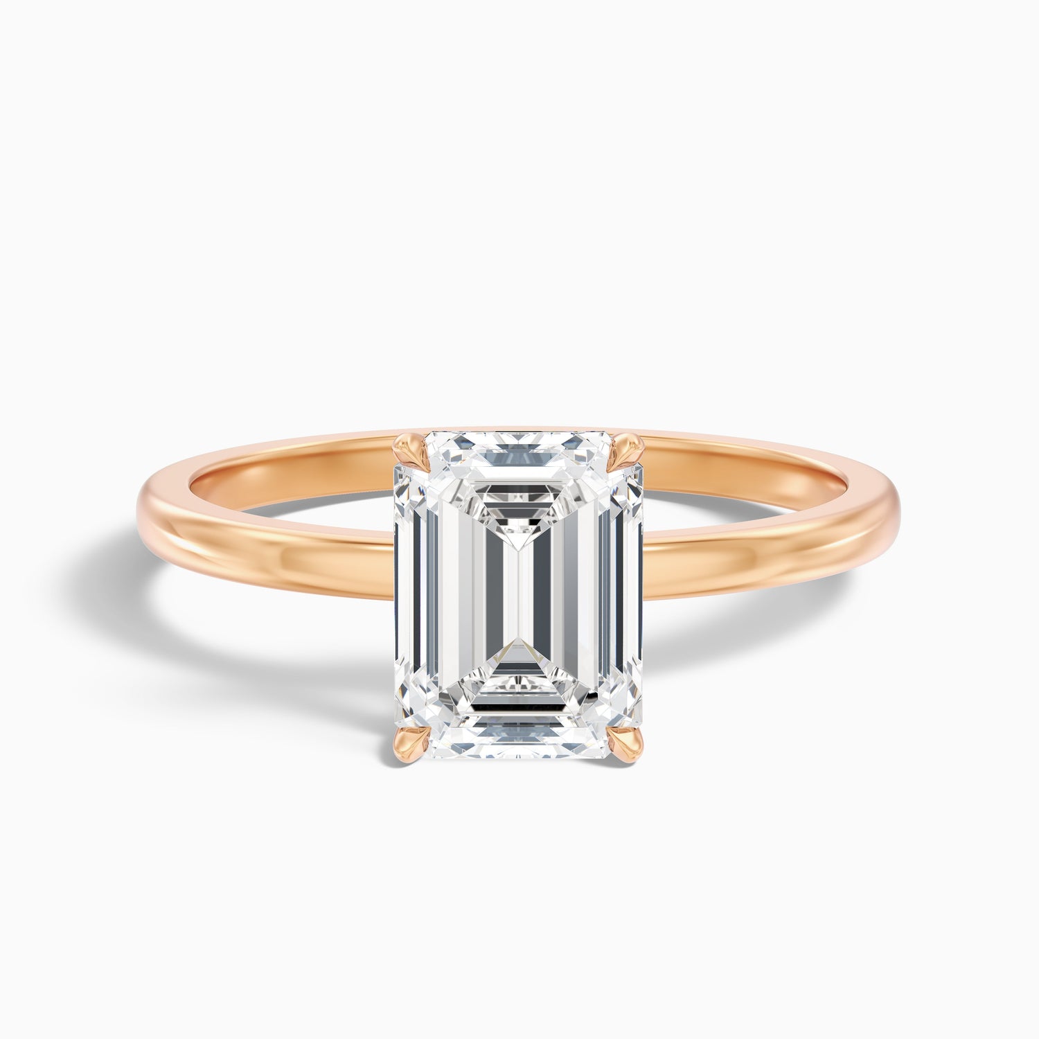 Aiyla 2.5 Carat Emerald Cut Low Profile Solitaire Lab Grown Diamond Ring in 10k Yellow Gold