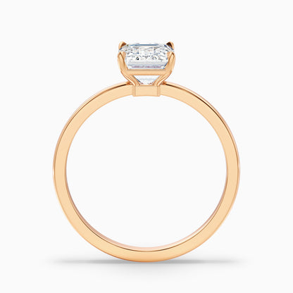 Andie 3 Carat Emerald Cut Low Profile Solitaire Moissanite Diamond Ring in 10k White Gold