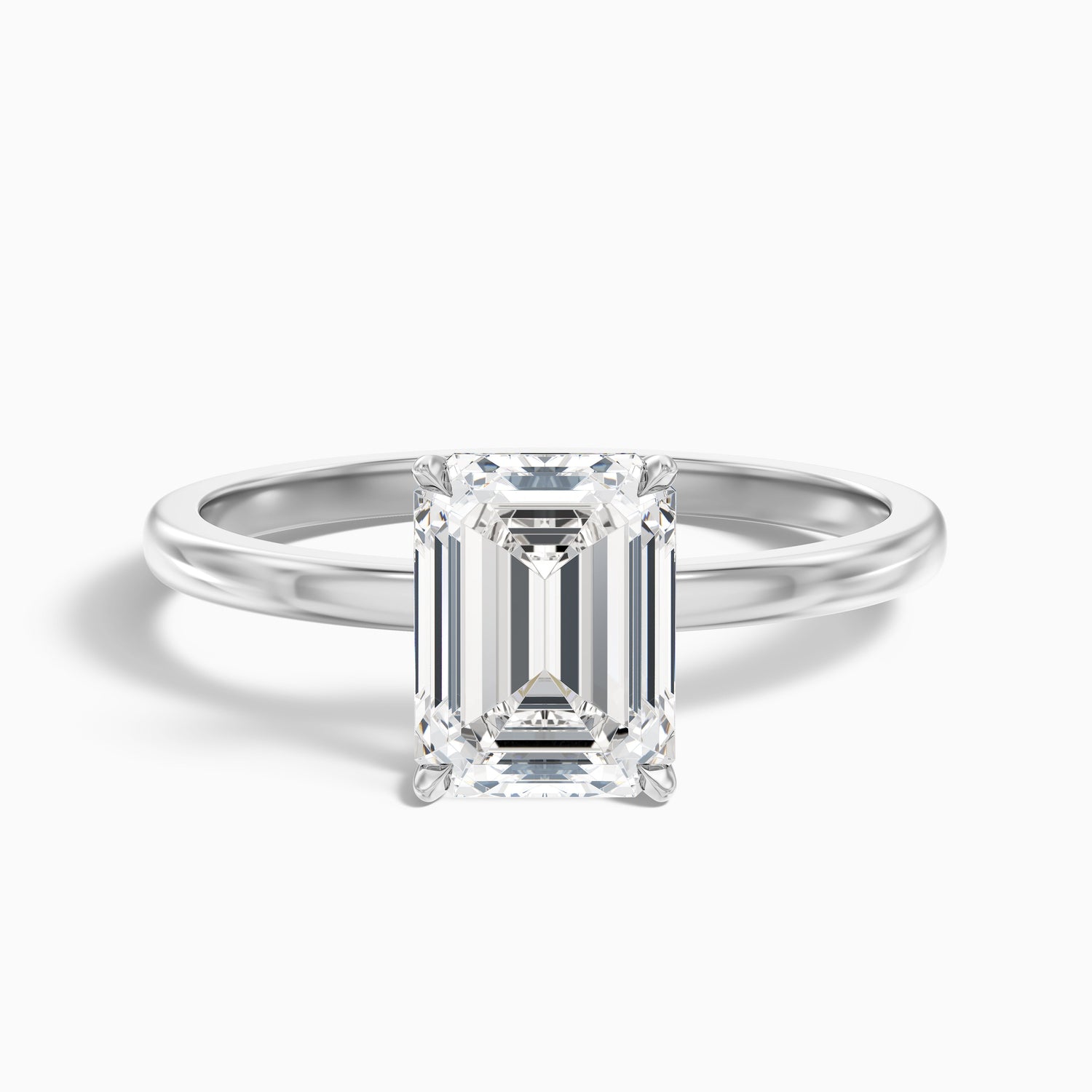 Andie 5.5 Carat Emerald Cut Low Profile Solitaire Moissanite Diamond Ring in Platinum