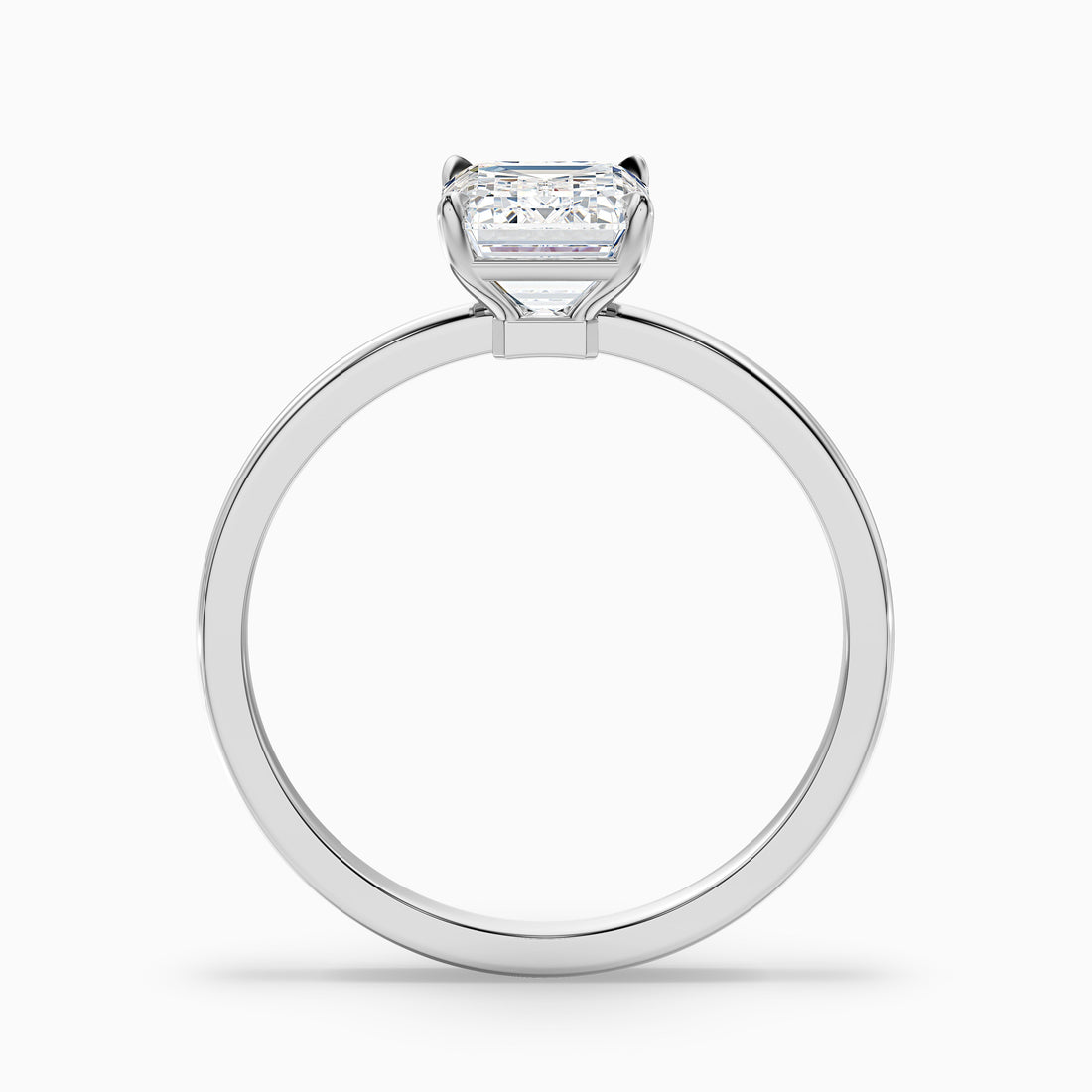 Andie 3 Carat Emerald Cut Low Profile Solitaire Moissanite Diamond Ring in 10k White Gold  DestGlow